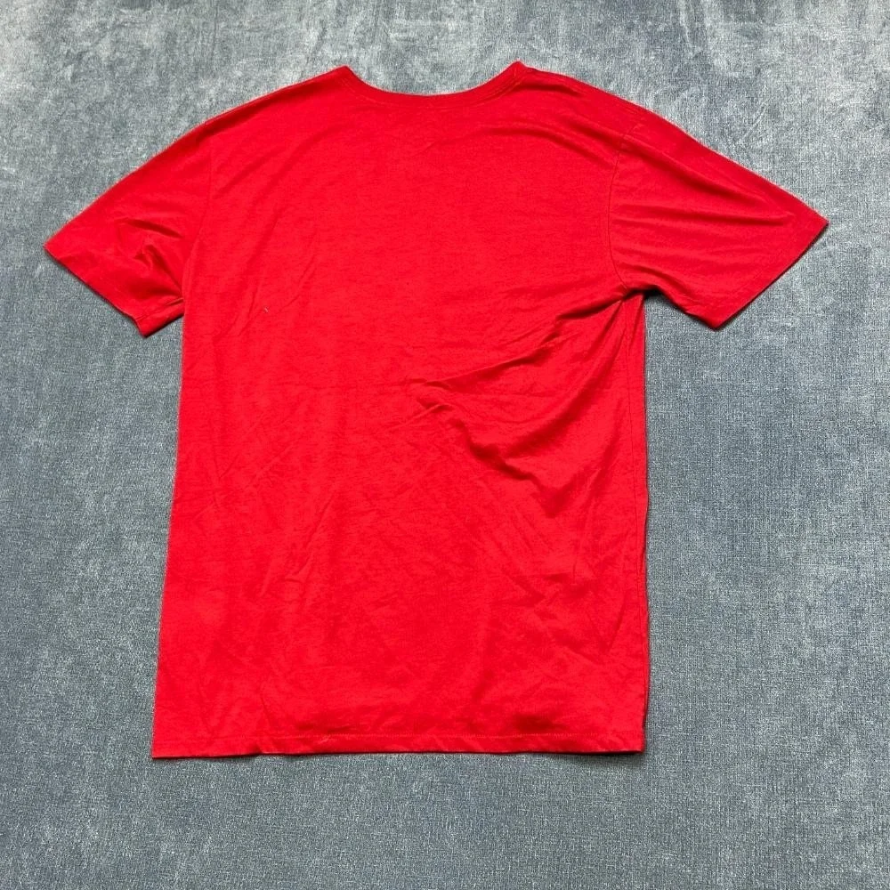 Nike Dri Fit T-Shirt Mens Medium Red Athletic Cut Swoosh Logo Travel Casual Tee